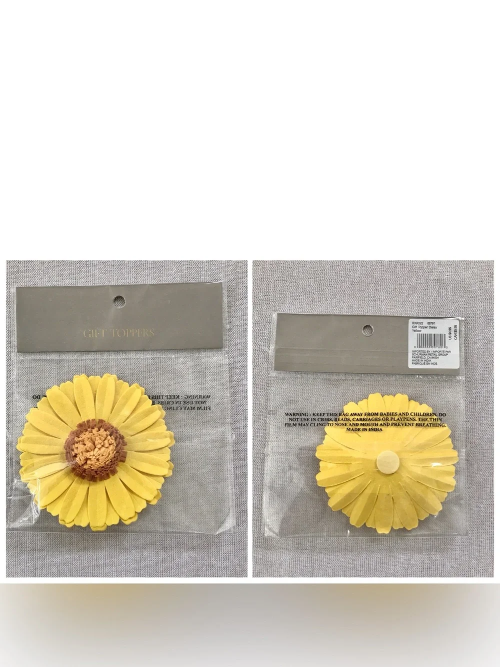 Papyrus NWT 5 Floral Gift Embellishments in Yellow, Coral, Magenta Pink